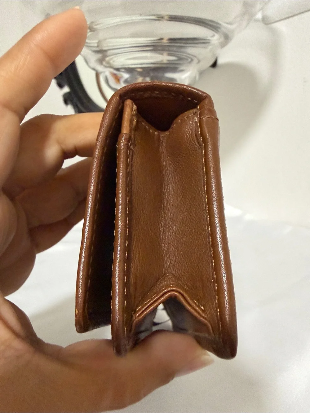 Coach Vintage Small Brown Leather Card Holder with Embossed Logo